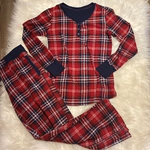 Women’s Nautica Pyjamas Set Size xsmall Plaid Pattern Top and Bottom Red